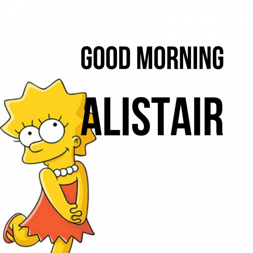 Greetings card с именем, Alistair Good morning в платье и ожерелье Greetings with text for free download 