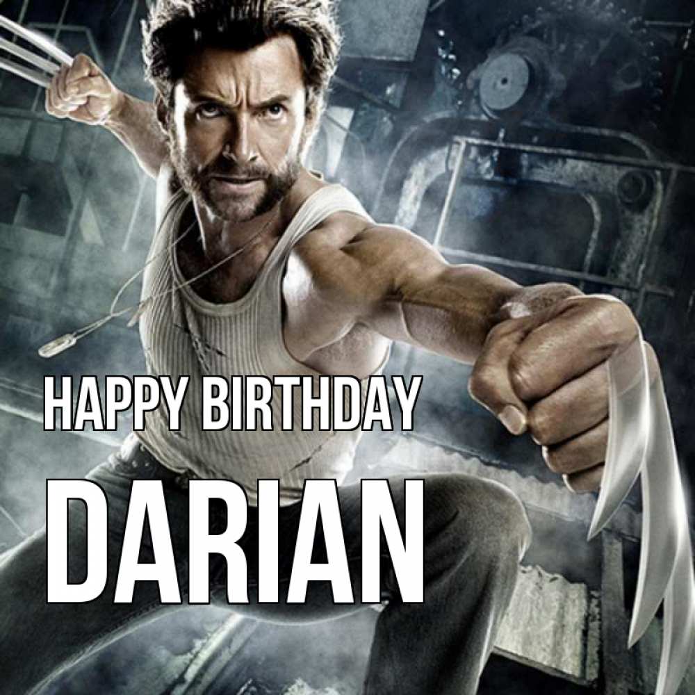 Greetings card с именем, Darian Happy Birthday супергерой в ярости Greetings with text for free download 