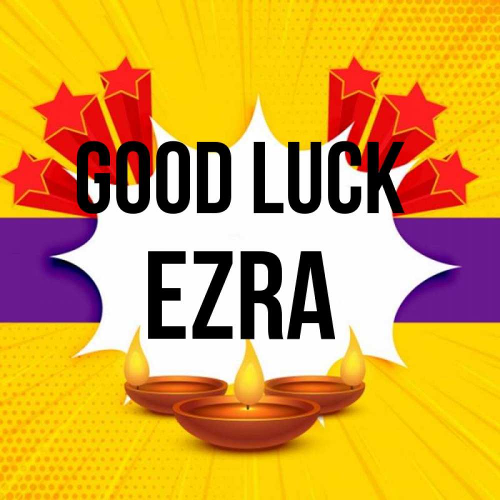 Greetings card с именем, Ezra Good luck векторное изображение Greetings with text for free download 