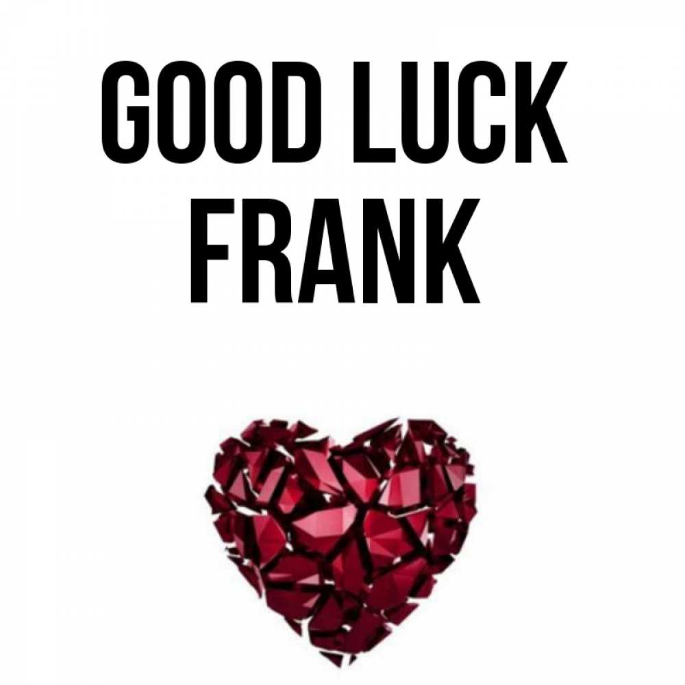 Greetings card с именем, Frank Good luck бордовое из кристаллов  1 Greetings with text for free download 