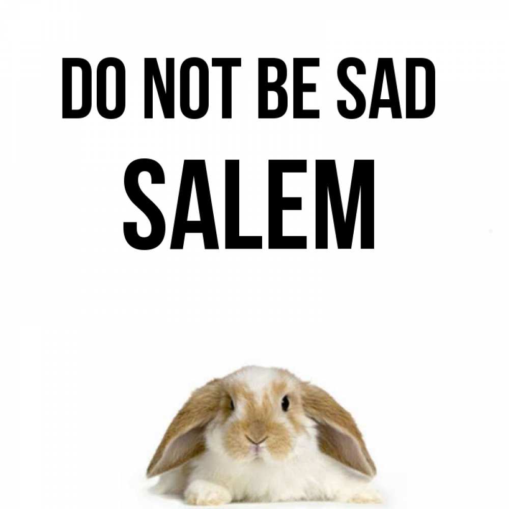 Greetings card с именем, Salem Do not be sad коричнево белый заяц с большими ушками Greetings with text for free download 