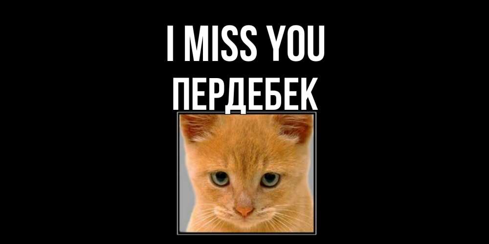 Greetings card с именем, ПЕРДЕБЕК I miss you открытки рыжий котенок скучает по тебе Greetings with text for free download 