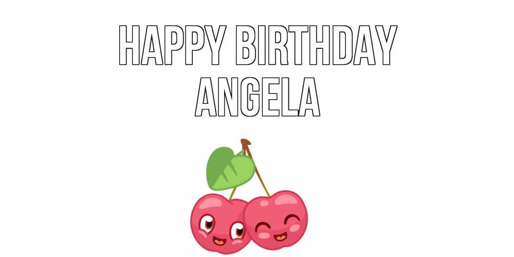 Greetings card с именем, Angela Happy Birthday вишенки Greetings with text for free download 