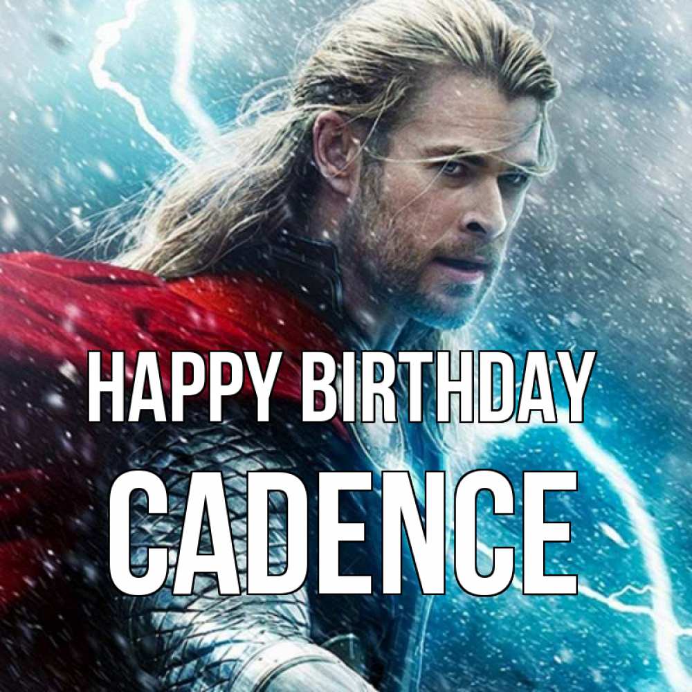 Greetings card с именем, Cadence Happy Birthday марвел боги Greetings with text for free download 