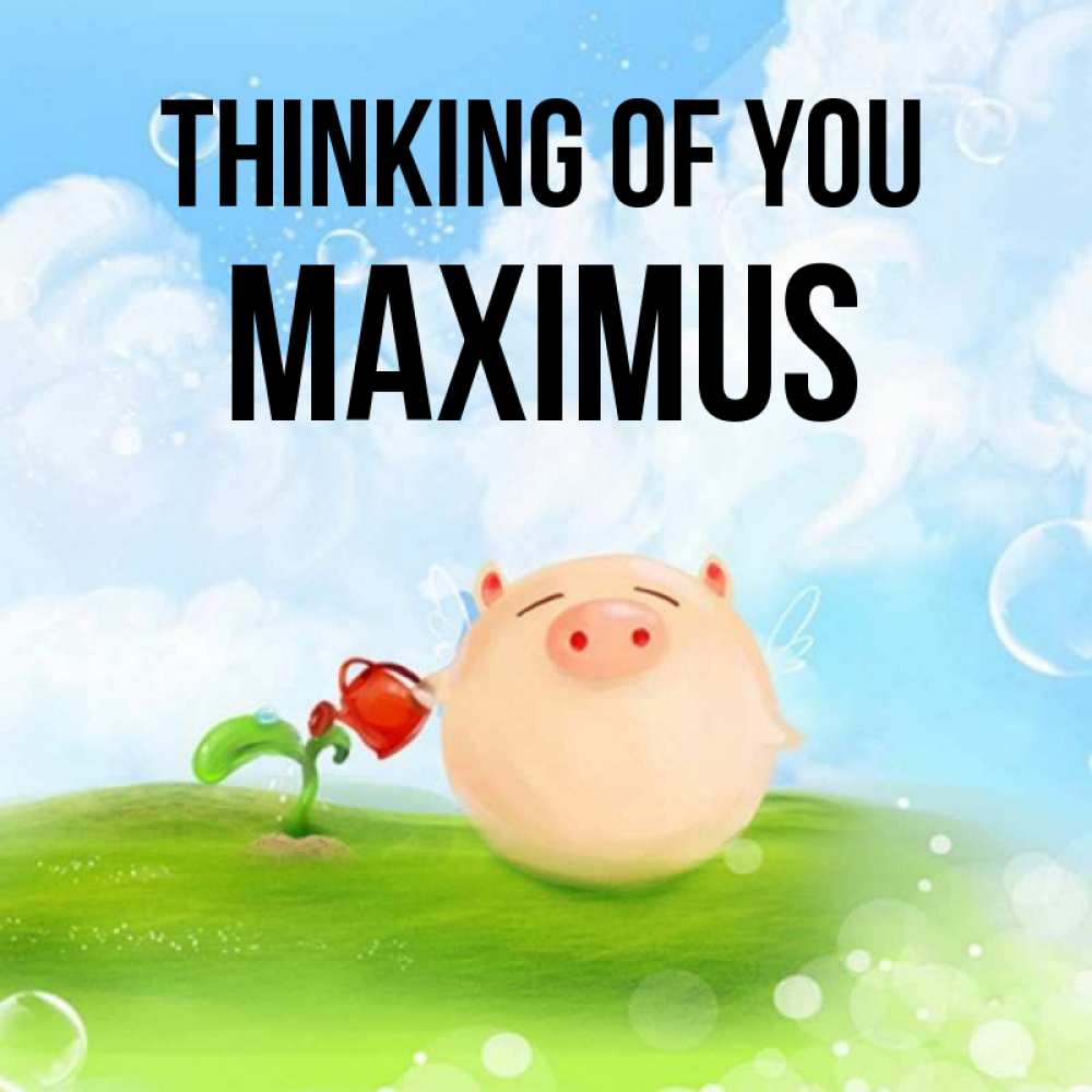 Greetings card с именем, Maximus Thinking of you позитивная свинюшка Greetings with text for free download 