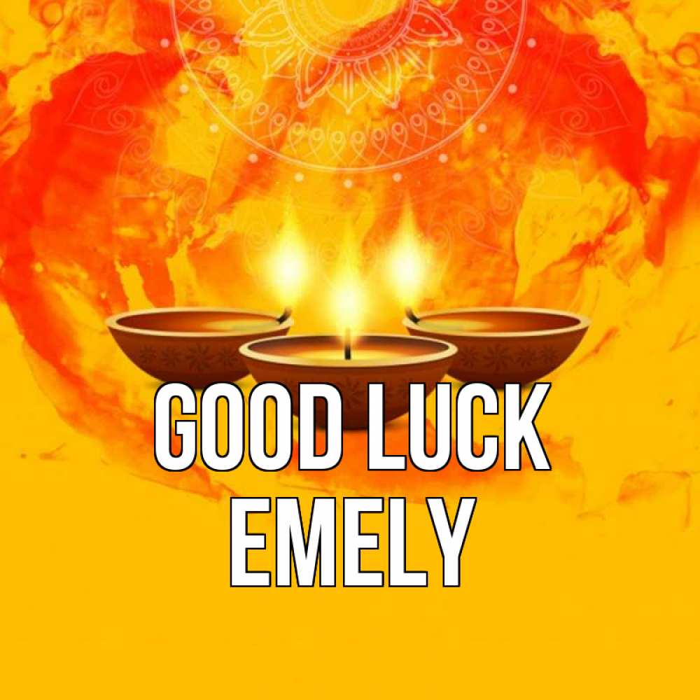 Greetings card с именем, Emely Good luck оранжевое Greetings with text for free download 