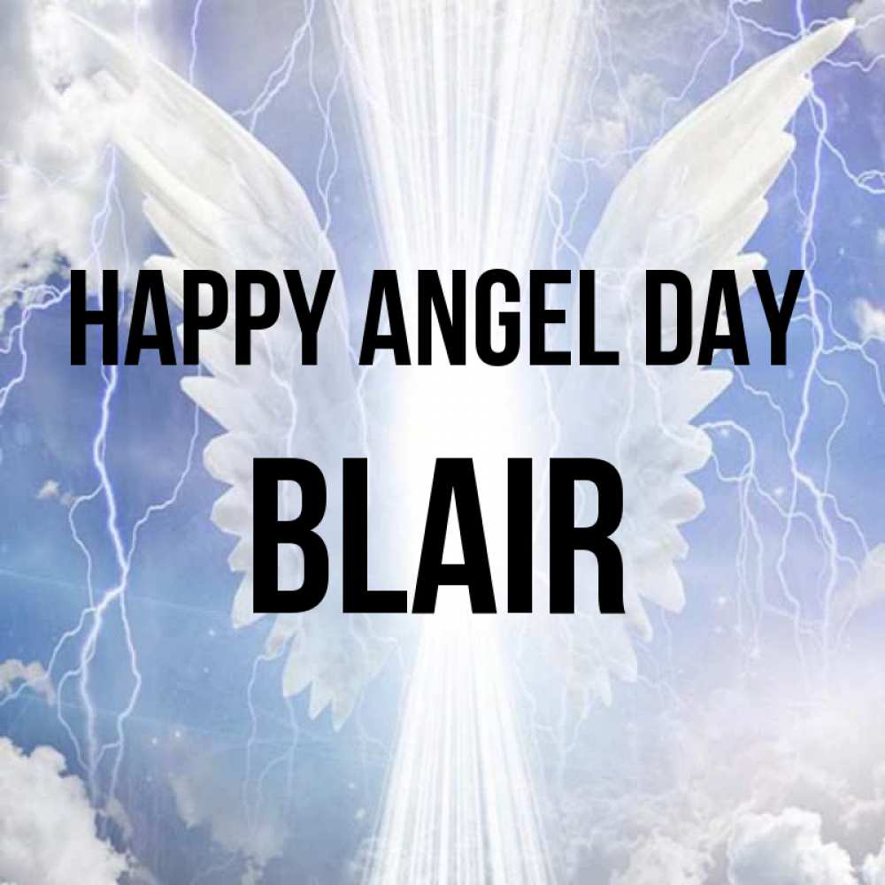 Greetings card с именем, Blair happy angel day молнии на небе и свет Greetings with text for free download 