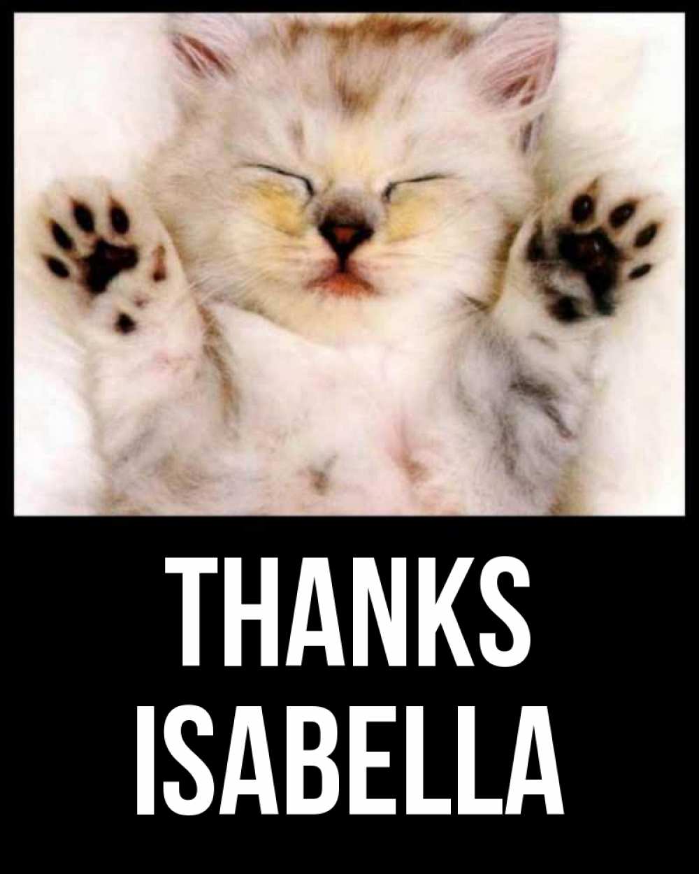 Greetings card с именем, Isabella Thanks маленький котенок Greetings with text for free download 