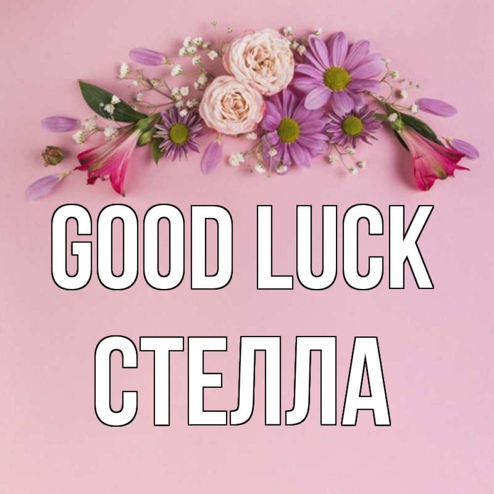 Greetings card с именем, Стелла Good luck розовый фон Greetings with text for free download 