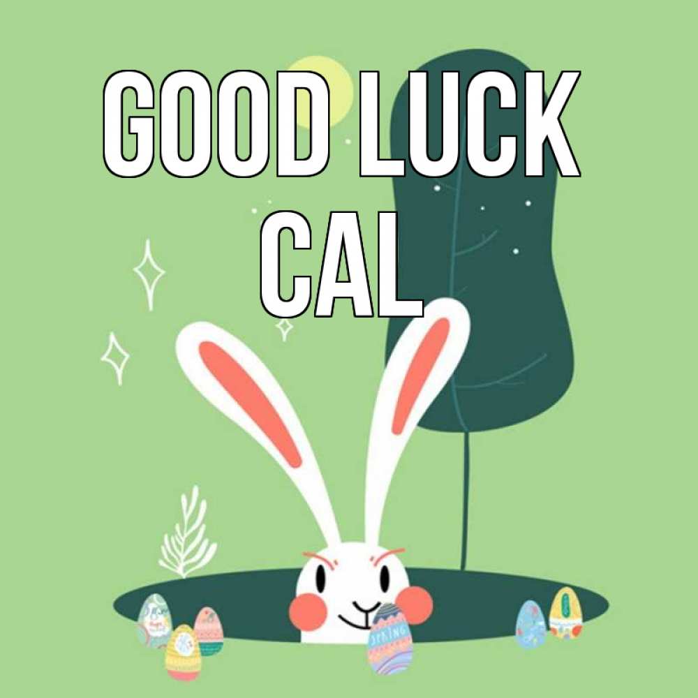 Greetings card с именем, Cal Good luck заяц Greetings with text for free download 