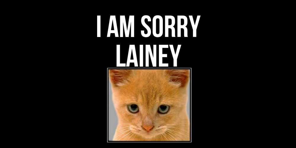 Greetings card с именем, Lainey I am sorry рыжий грустный кот просит прощения Greetings with text for free download 