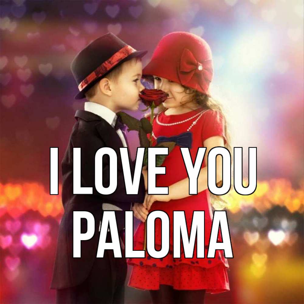Greetings card с именем, Paloma I love you черное и красное и роза Greetings with text for free download 
