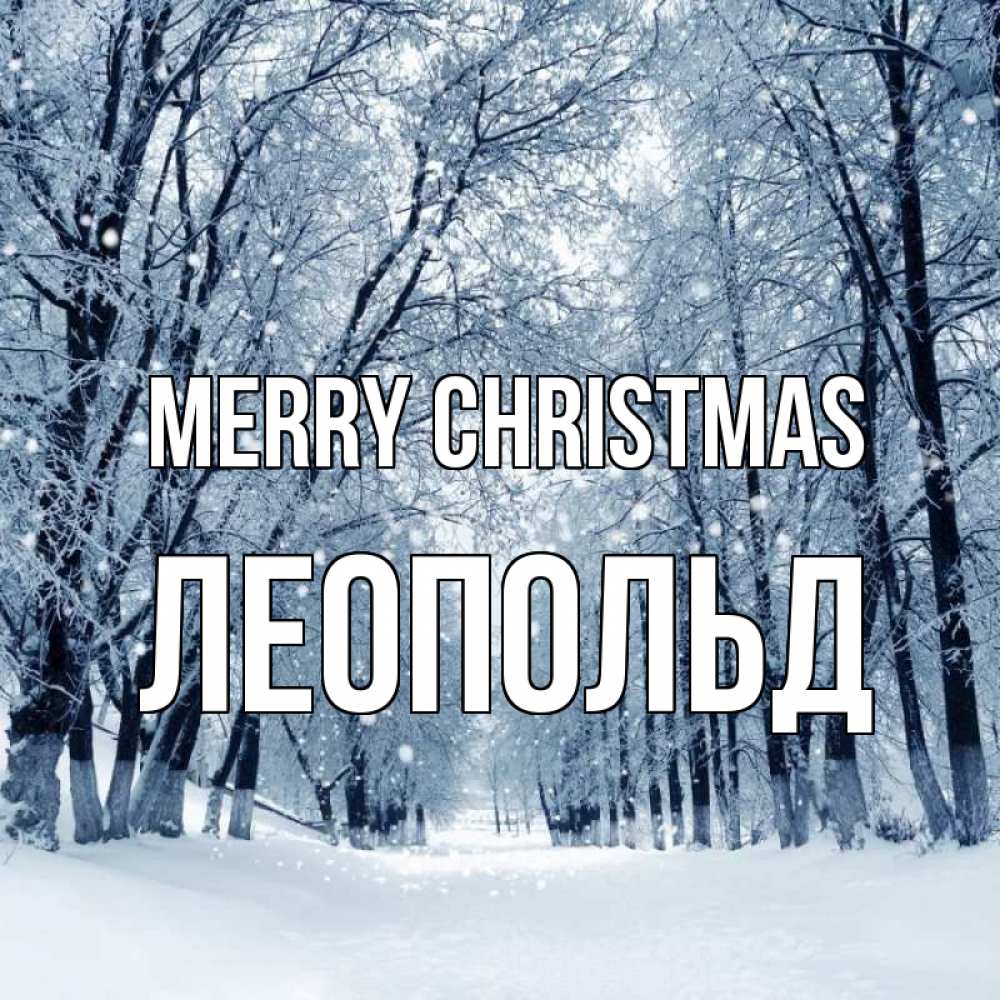 Greetings card с именем, Леопольд Merry Christmas снег, лес, парк Greetings with text for free download 