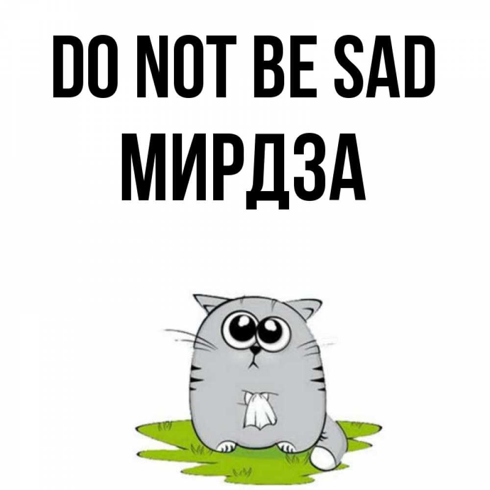 Greetings card с именем, Мирдза Do not be sad грустный котяра Greetings with text for free download 