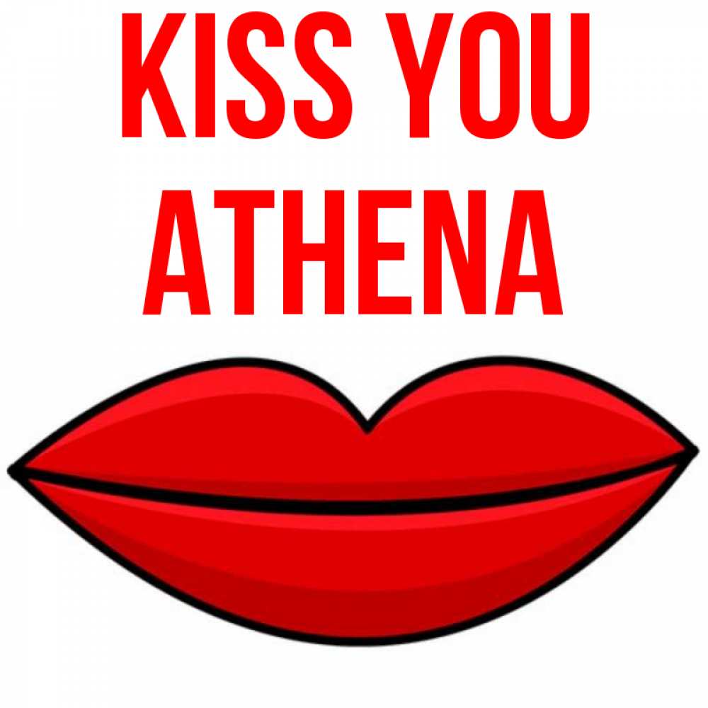 Greetings card с именем, Athena Kiss you губы векторные Greetings with text for free download 
