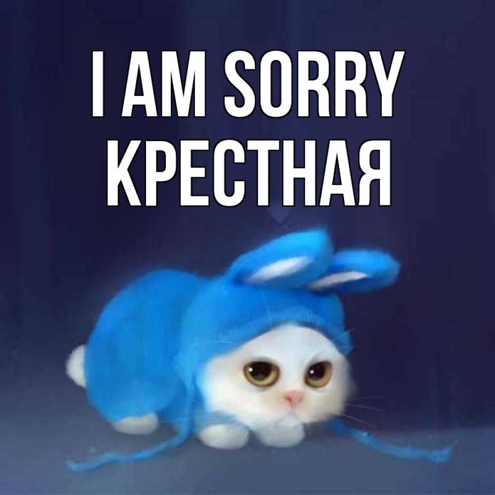 Greetings card с именем, Крестная I am sorry невинный котозай просит прощения Greetings with text for free download 