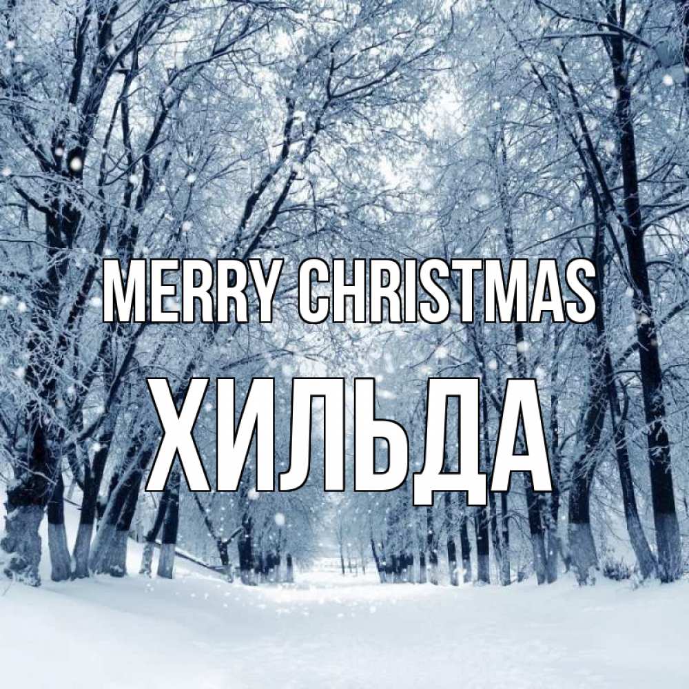 Greetings card с именем, Хильда Merry Christmas снег, лес, парк Greetings with text for free download 