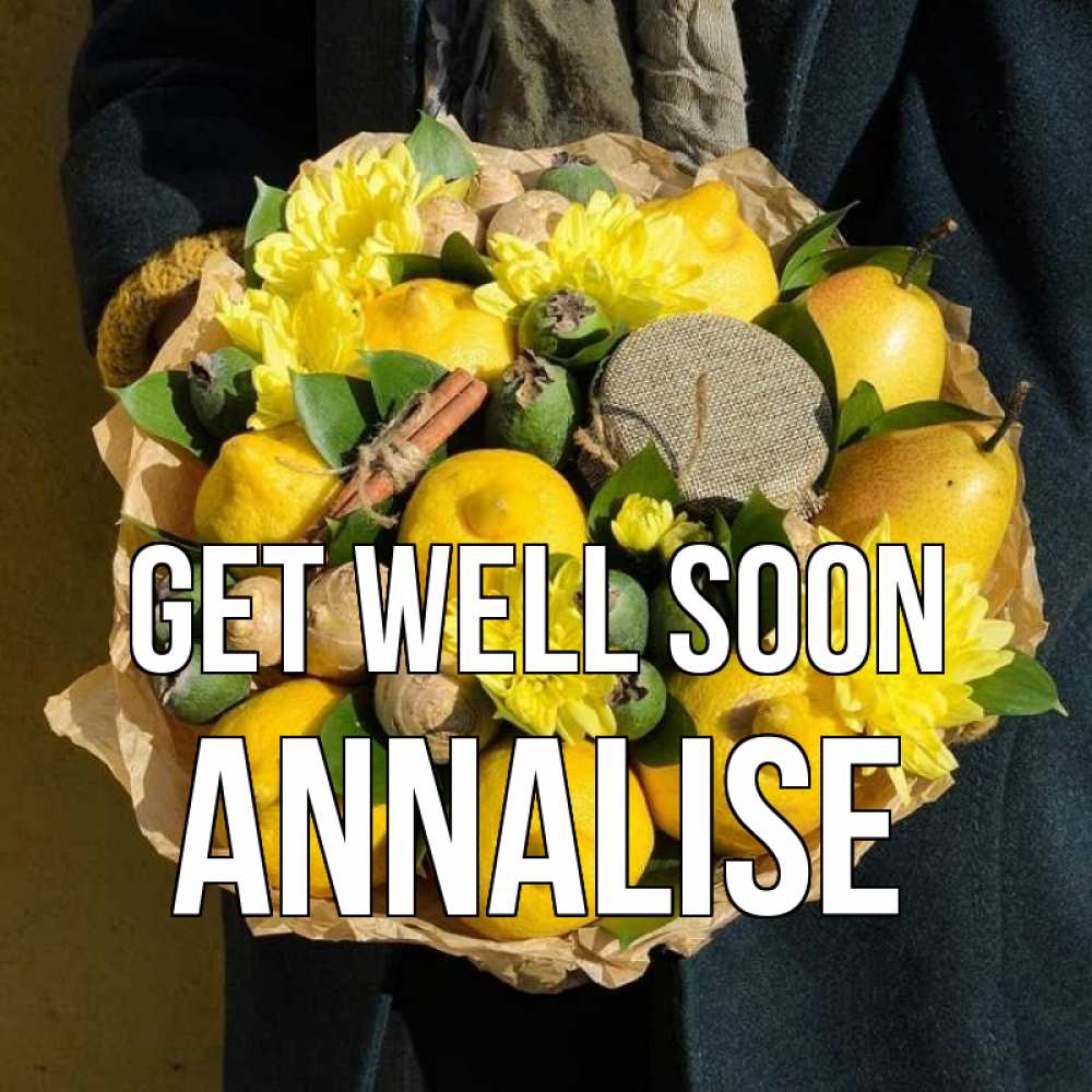 Greetings card с именем, Annalise Get well soon букет витаминов Greetings with text for free download 