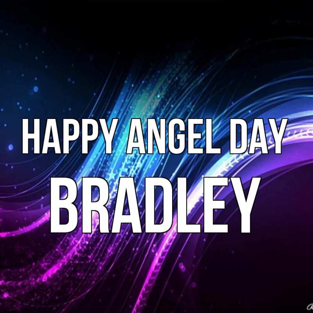 Greetings card с именем, Bradley happy angel day фиолетовый фон Greetings with text for free download 