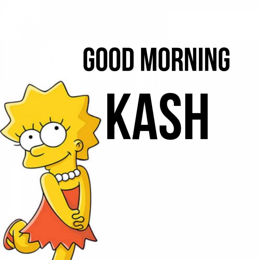 Greetings card с именем, Kash Good morning в платье и ожерелье Greetings with text for free download 