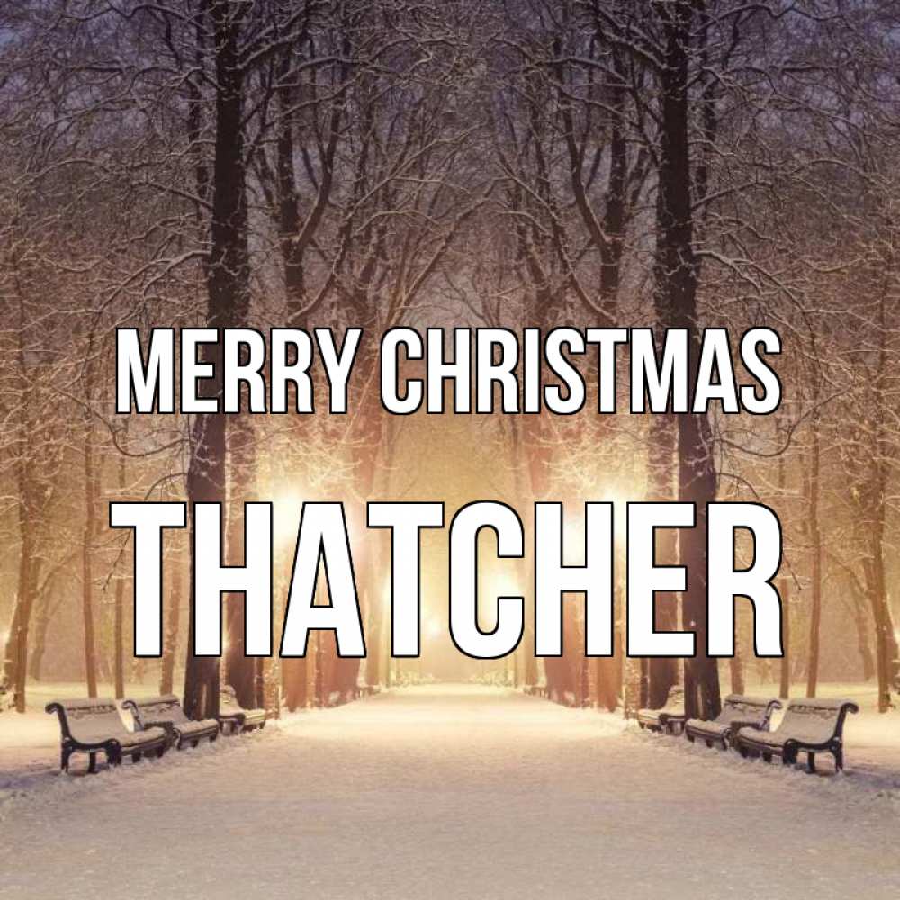 Greetings card с именем, Thatcher Merry Christmas зима, парк, фонарь, лес Greetings with text for free download 