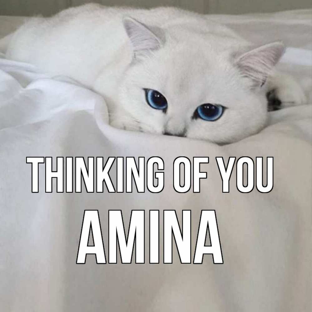 Greetings card с именем, Amina Thinking of you я очень по тебе скучаю и тоскую Greetings with text for free download 