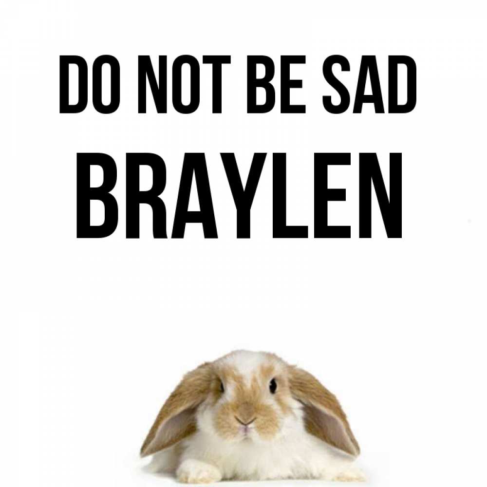 Greetings card с именем, Braylen Do not be sad коричнево белый заяц с большими ушками Greetings with text for free download 