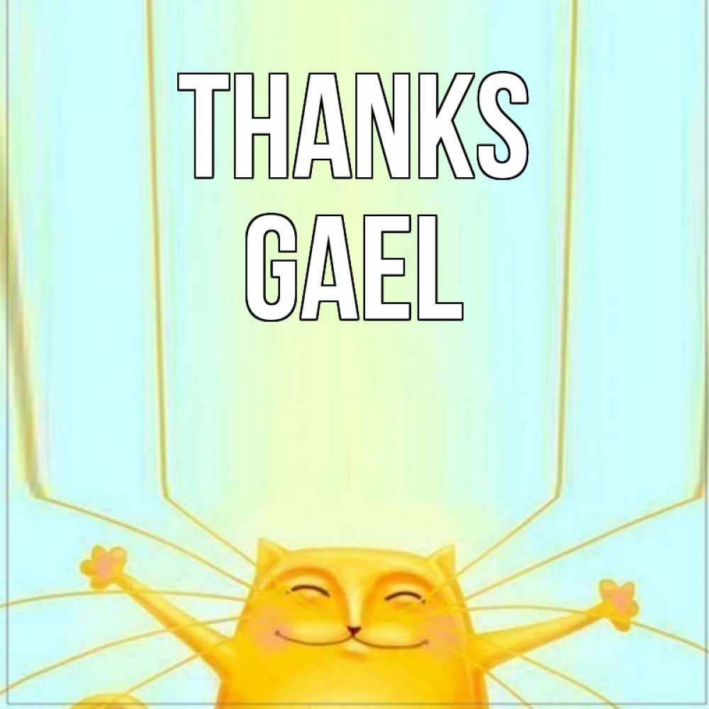 Greetings card с именем, Gael Thanks кот с усами благодарит Greetings with text for free download 