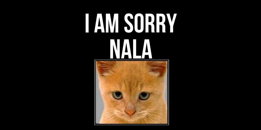 Greetings card с именем, Nala I am sorry рыжий грустный кот просит прощения Greetings with text for free download 