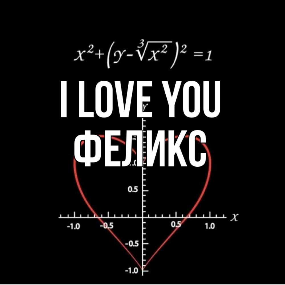 Greetings card с именем, Феликс I love you сердечная формула Greetings with text for free download 