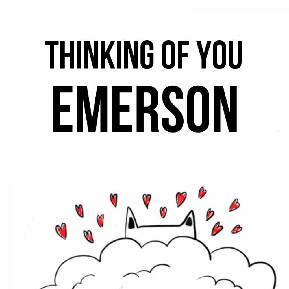 Greetings card с именем, Emerson Thinking of you кот за облаком Greetings with text for free download 