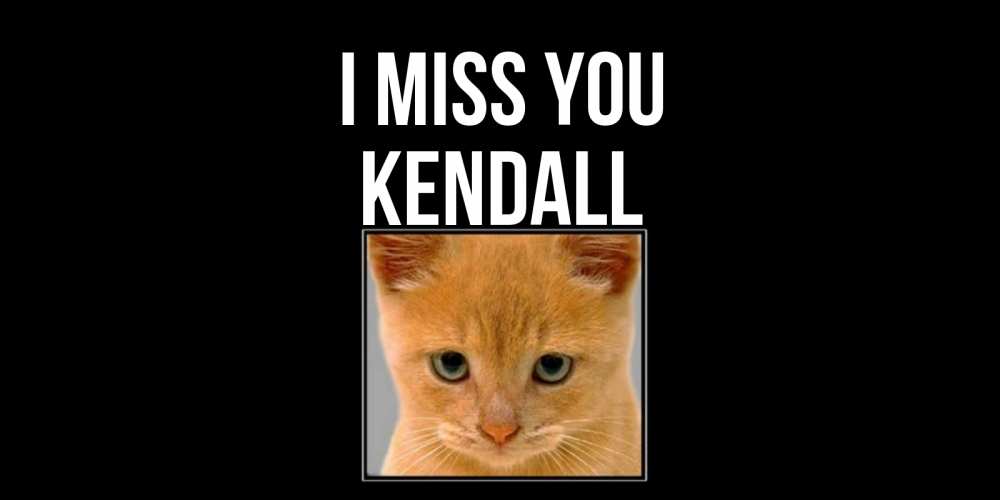 Greetings card с именем, Kendall I miss you открытки рыжий котенок скучает по тебе Greetings with text for free download 