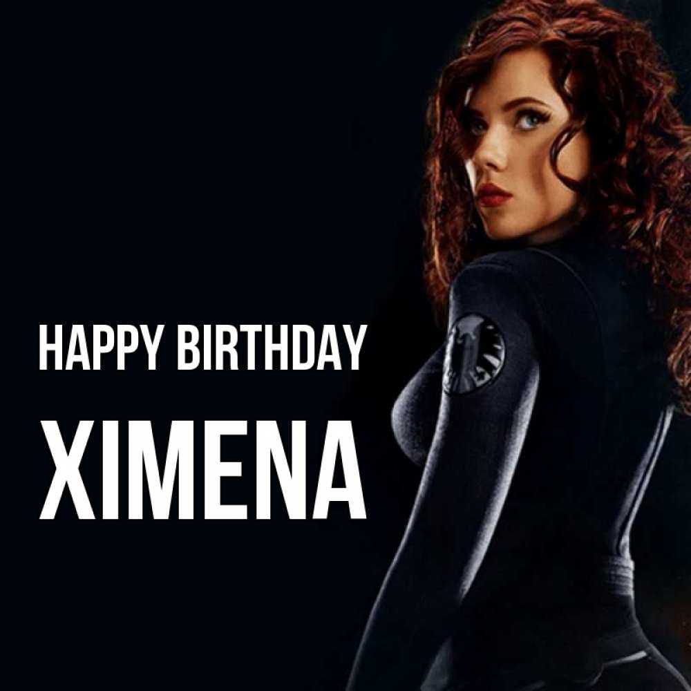 Greetings card с именем, Ximena Happy Birthday Марвел черная вдова Greetings with text for free download 