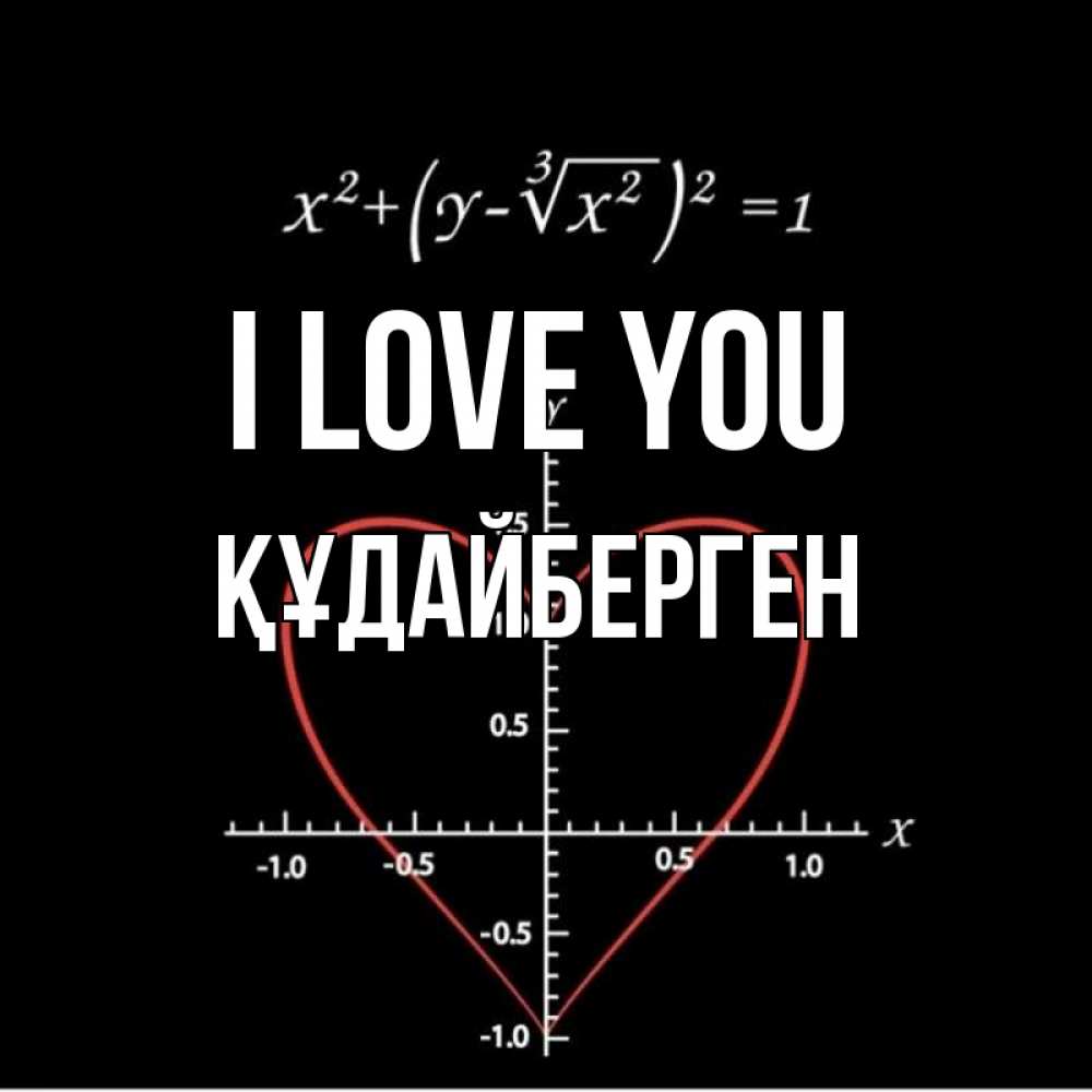 Greetings card с именем, ҚҰДАЙБЕРГЕН I love you сердечная формула Greetings with text for free download 