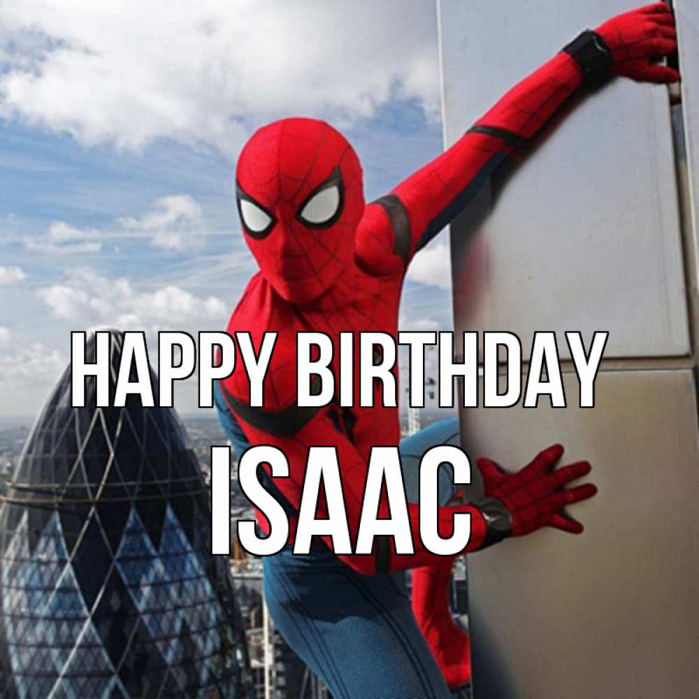 Greetings card с именем, Isaac Happy Birthday Марвел Greetings with text for free download 