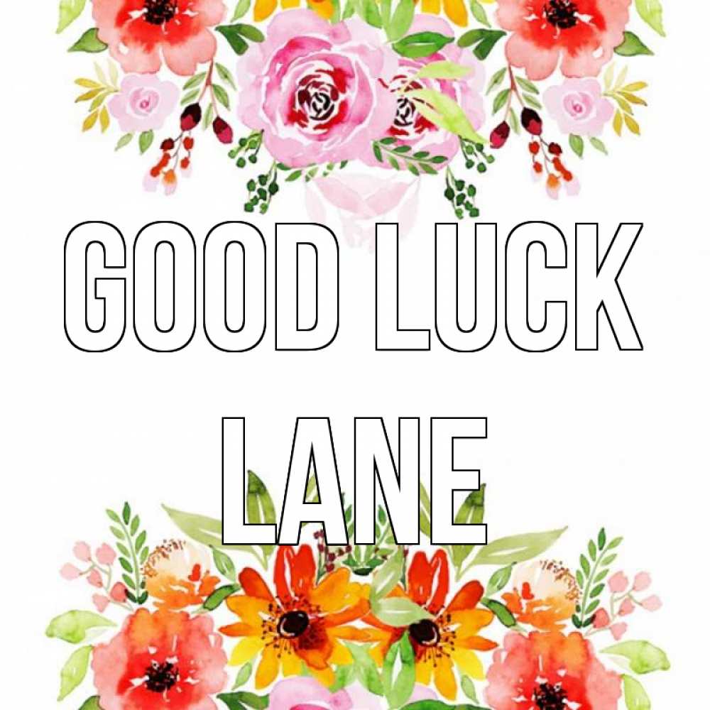Greetings card с именем, Lane Good luck открытка с цветами акварелью Greetings with text for free download 