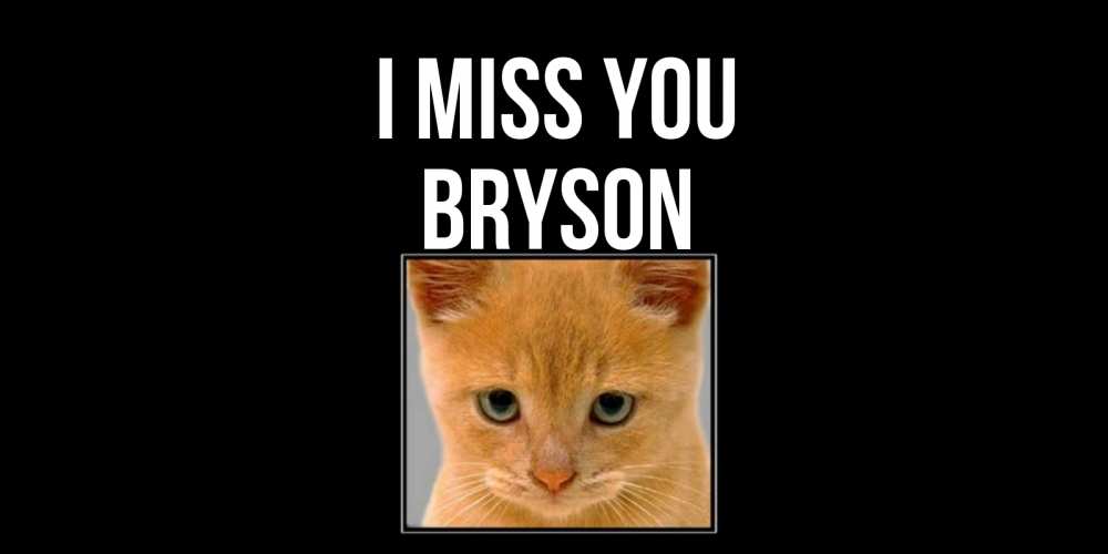 Greetings card с именем, Bryson I miss you открытки рыжий котенок скучает по тебе Greetings with text for free download 