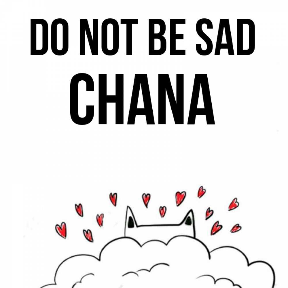 Greetings card с именем, Chana Do not be sad облако и ушки котика с сердечками Greetings with text for free download 