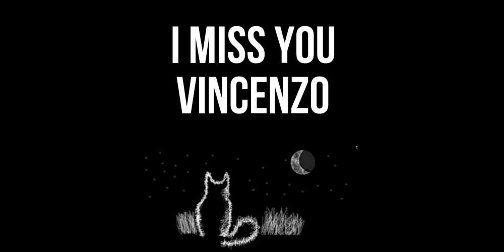 Greetings card с именем, Vincenzo I miss you кот Greetings with text for free download 