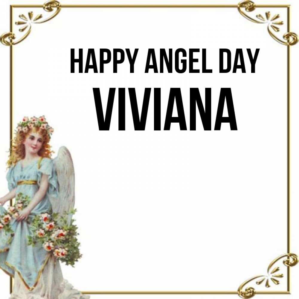 Greetings card с именем, Viviana happy angel day с именинами от девушки ангела Greetings with text for free download 