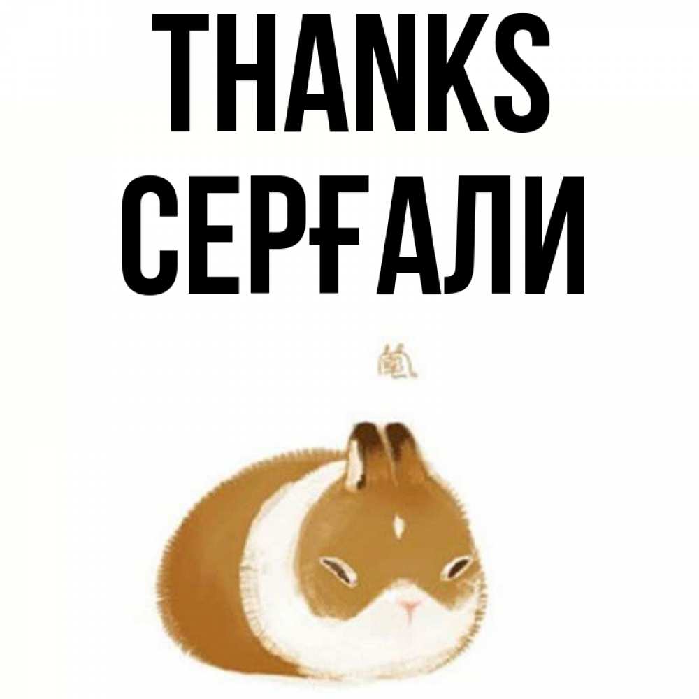 Greetings card с именем, СЕРҒАЛИ Thanks коричнево белый домашний питомец Greetings with text for free download 