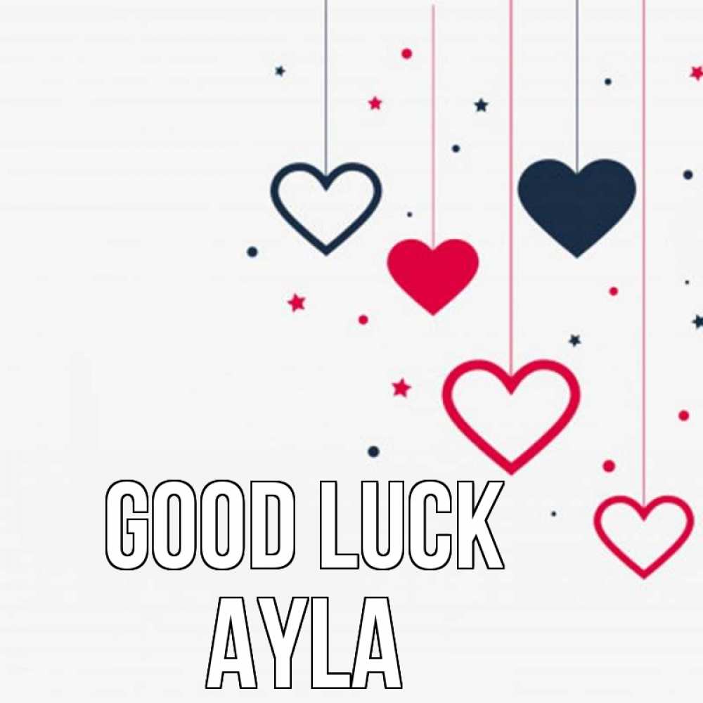 Greetings card с именем, Ayla Good luck красное и черное Greetings with text for free download 