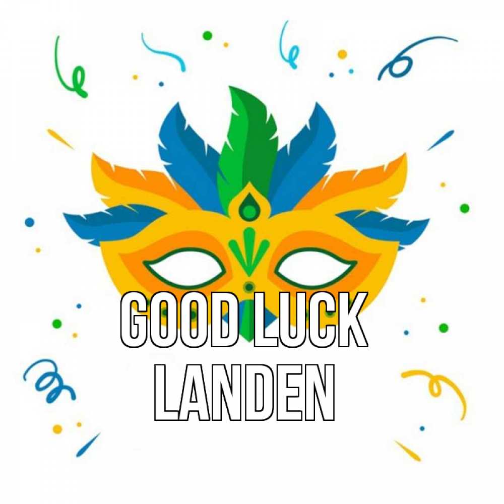 Greetings card с именем, Landen Good luck конфети Greetings with text for free download 