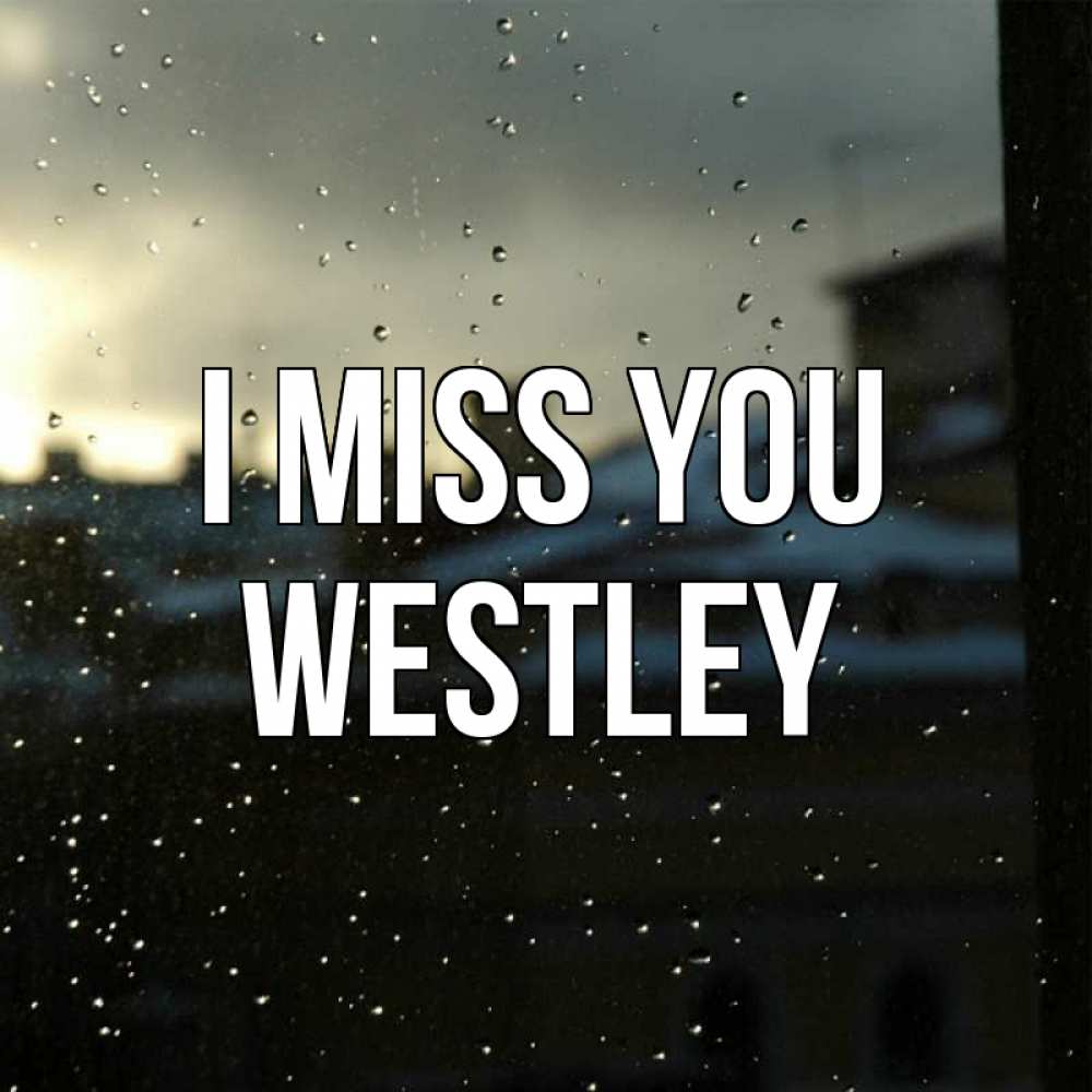 Greetings card с именем, Westley I miss you капли на стекле Greetings with text for free download 