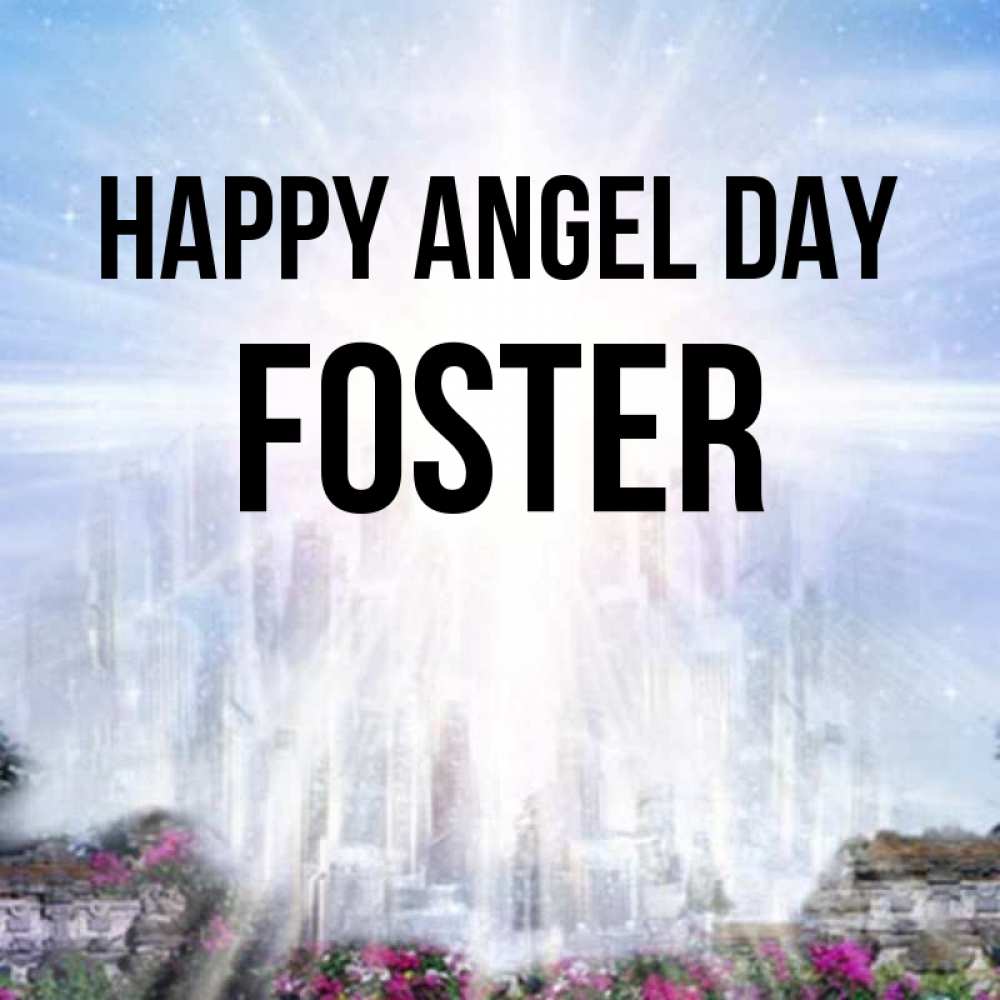 Greetings card с именем, Foster happy angel day небесный свет Greetings with text for free download 