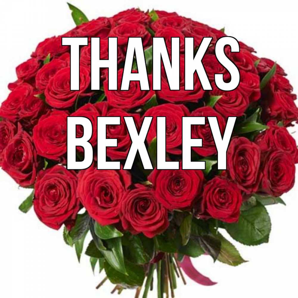 Greetings card с именем, Bexley Thanks букет красных роз Greetings with text for free download 