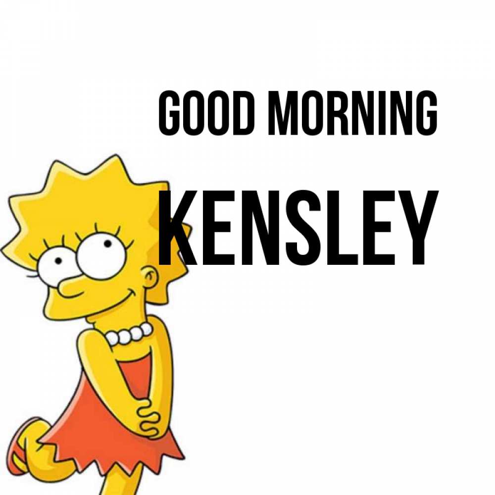 Greetings card с именем, Kensley Good morning в платье и ожерелье Greetings with text for free download 
