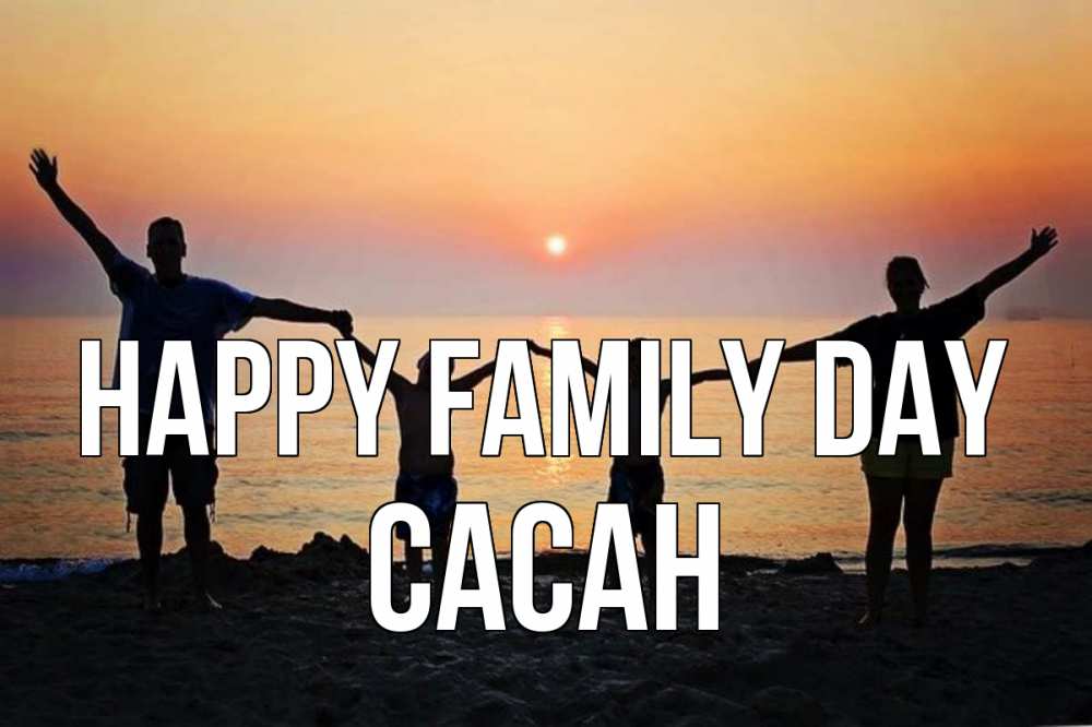 Greetings card с именем, САСАН happy family day мама, папа, дети, дочка,сын, море, пляж, закат Greetings with text for free download 