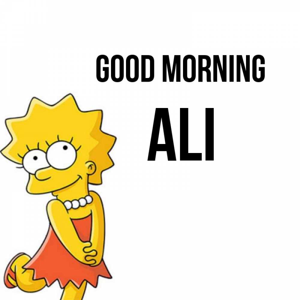 Greetings card с именем, Ali Good morning в платье и ожерелье Greetings with text for free download 