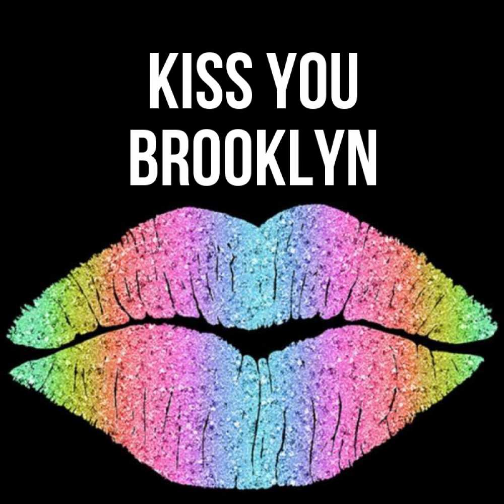 Greetings card с именем, Brooklyn Kiss you след от губ на черном фоне Greetings with text for free download 